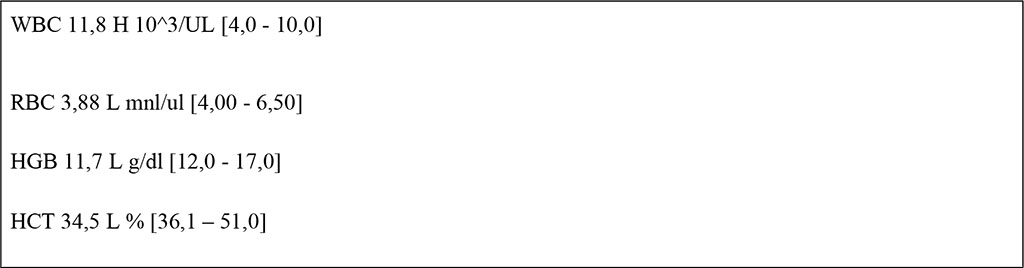 In addition, the patient's blood test results showed the following values: