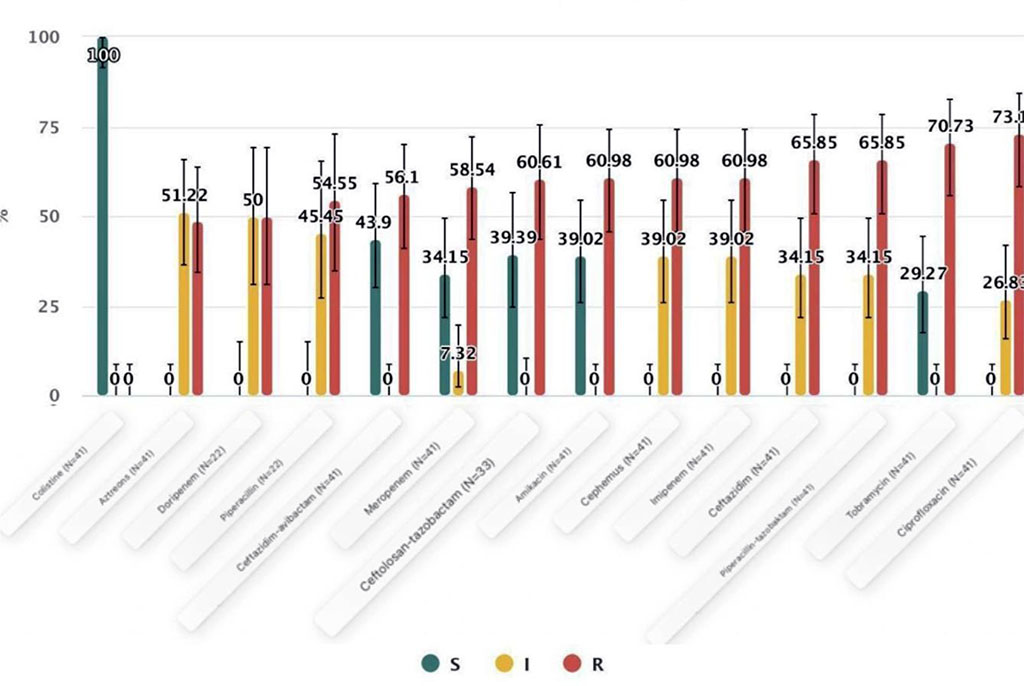 Figure 4: Antibiotics SIR summary of Pseudomonas aeruginosa in the Dalnevostochny federal district.